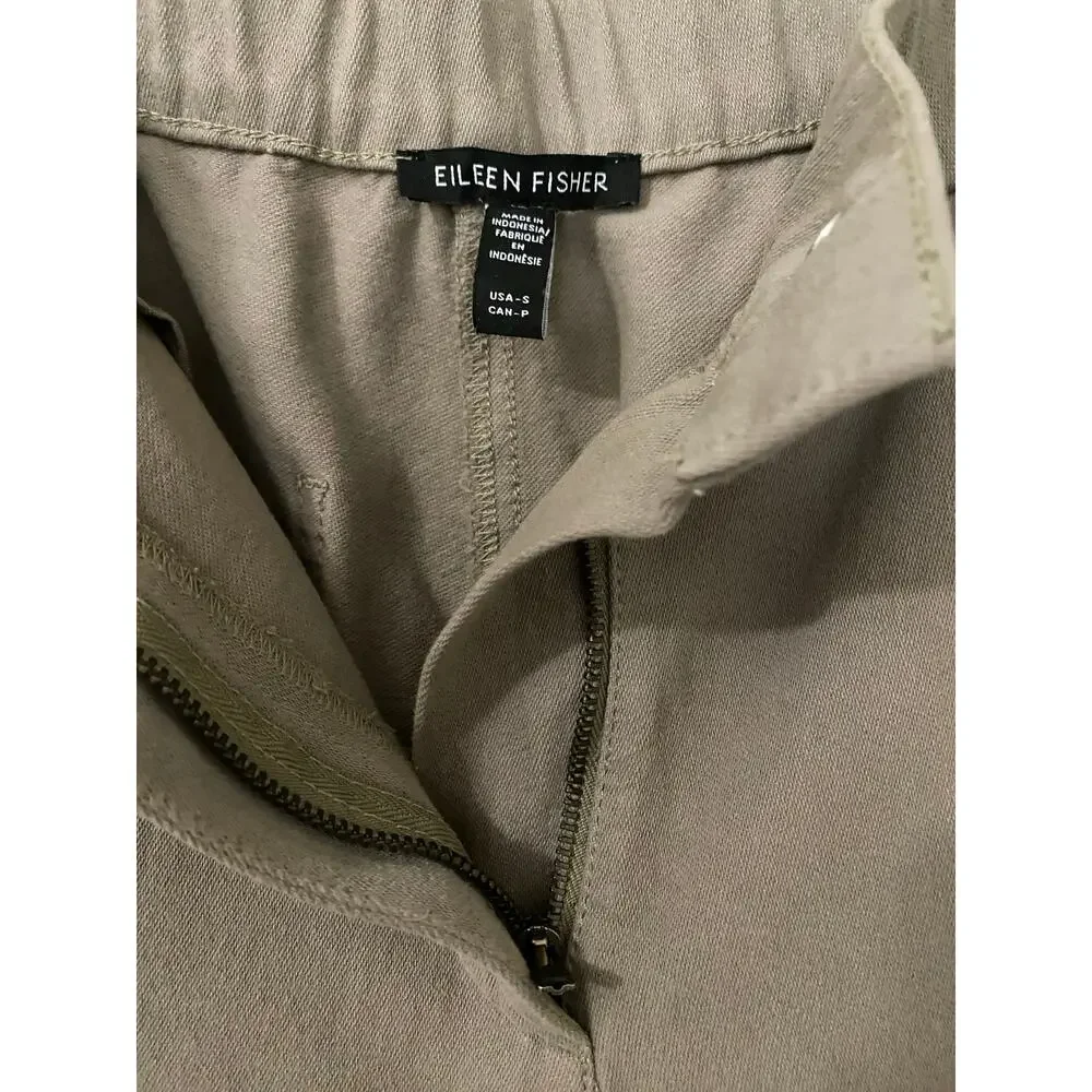 Eileen Fisher Garment-Dyed Utility Organic Cotton Tapered Pant Small Taupe Gray - Picture 8 of 13
